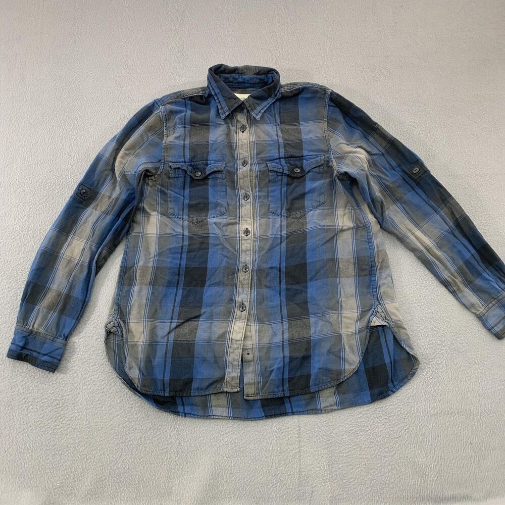 Denim & Supply Ralph Lauren Shirt Mens Medium Blue Plaid Long Sleeve Button